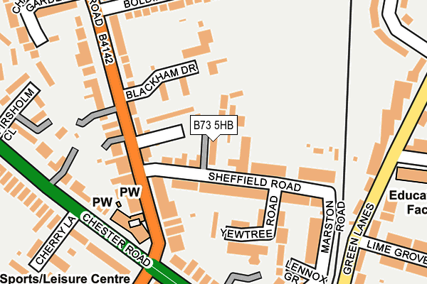 B73 5HB map - OS OpenMap – Local (Ordnance Survey)