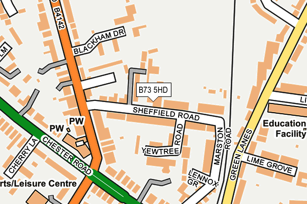 B73 5HD map - OS OpenMap – Local (Ordnance Survey)