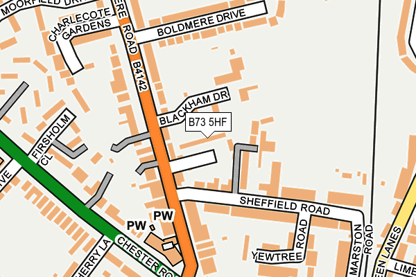 B73 5HF map - OS OpenMap – Local (Ordnance Survey)