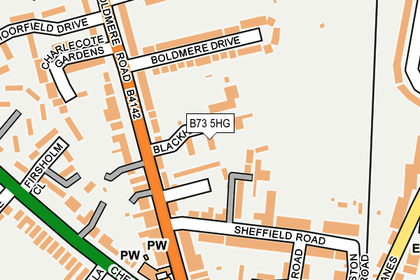 B73 5HG map - OS OpenMap – Local (Ordnance Survey)