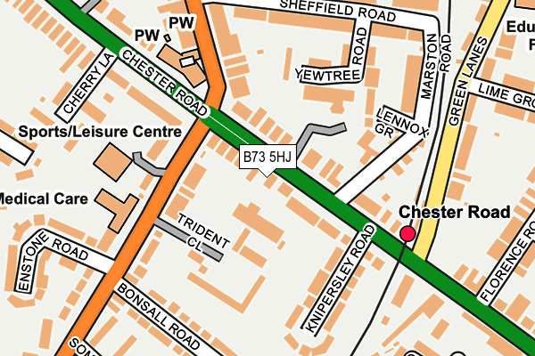 B73 5HJ map - OS OpenMap – Local (Ordnance Survey)