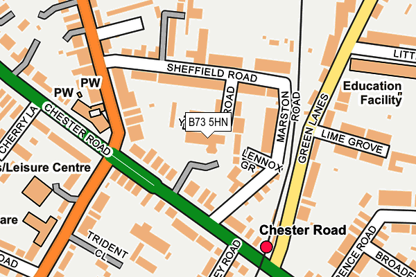 B73 5HN map - OS OpenMap – Local (Ordnance Survey)