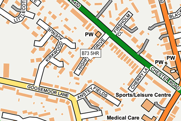 B73 5HR map - OS OpenMap – Local (Ordnance Survey)