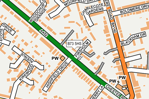 B73 5HS map - OS OpenMap – Local (Ordnance Survey)