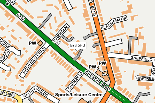 B73 5HU map - OS OpenMap – Local (Ordnance Survey)