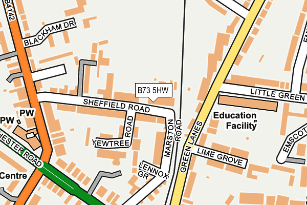 B73 5HW map - OS OpenMap – Local (Ordnance Survey)