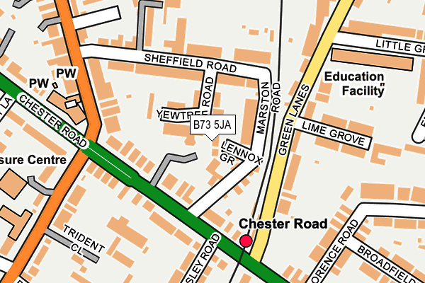 B73 5JA map - OS OpenMap – Local (Ordnance Survey)