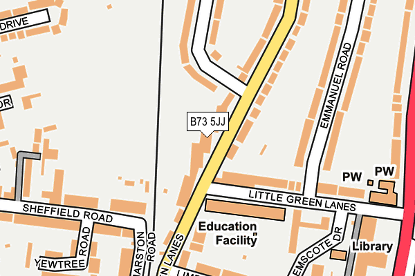 B73 5JJ map - OS OpenMap – Local (Ordnance Survey)