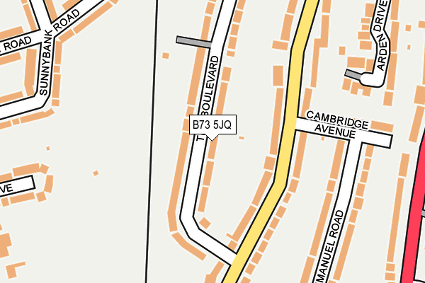 B73 5JQ map - OS OpenMap – Local (Ordnance Survey)