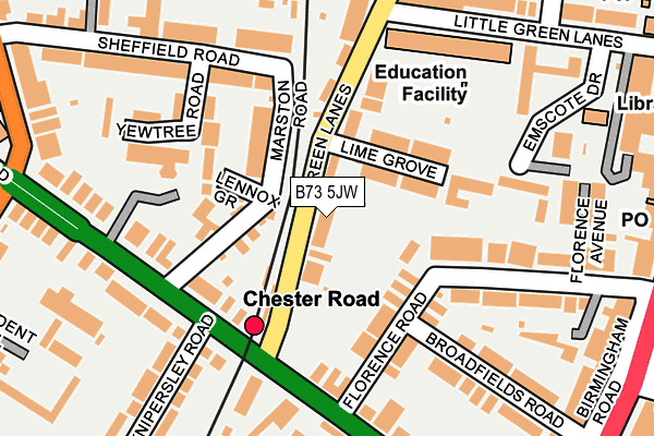 B73 5JW map - OS OpenMap – Local (Ordnance Survey)