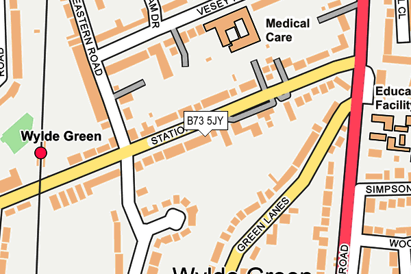 B73 5JY map - OS OpenMap – Local (Ordnance Survey)