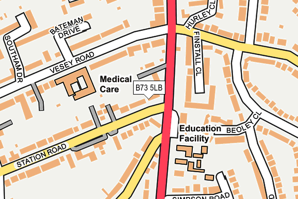 B73 5LB map - OS OpenMap – Local (Ordnance Survey)