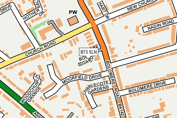 B73 5LN map - OS OpenMap – Local (Ordnance Survey)