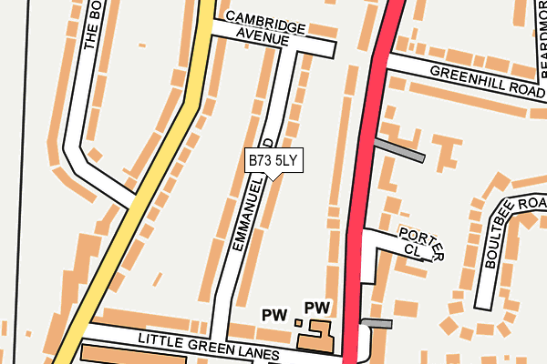 B73 5LY map - OS OpenMap – Local (Ordnance Survey)
