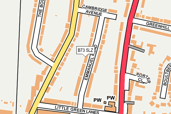 B73 5LZ map - OS OpenMap – Local (Ordnance Survey)