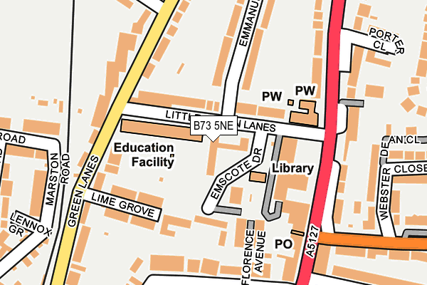 B73 5NE map - OS OpenMap – Local (Ordnance Survey)