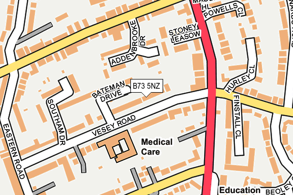 B73 5NZ map - OS OpenMap – Local (Ordnance Survey)