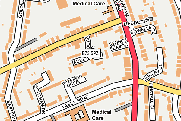B73 5PZ map - OS OpenMap – Local (Ordnance Survey)