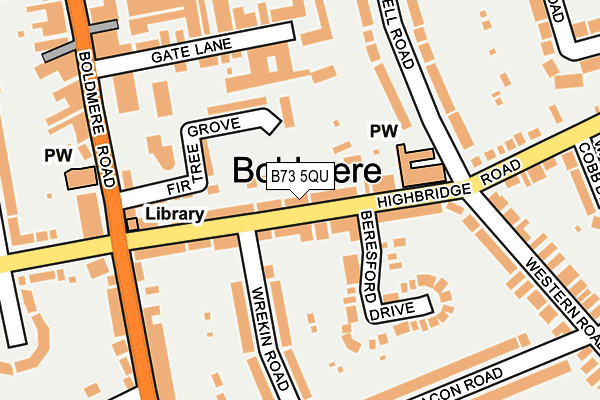 B73 5QU map - OS OpenMap – Local (Ordnance Survey)