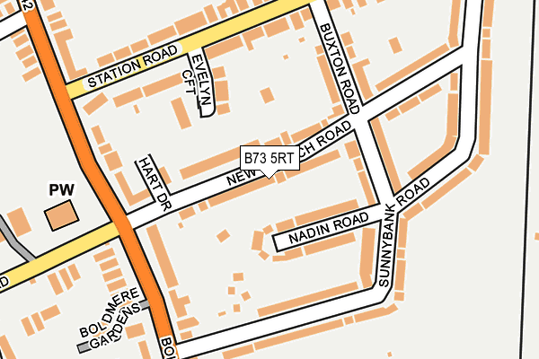 B73 5RT map - OS OpenMap – Local (Ordnance Survey)