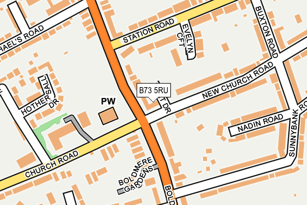B73 5RU map - OS OpenMap – Local (Ordnance Survey)