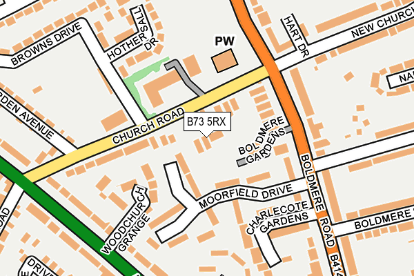 B73 5RX map - OS OpenMap – Local (Ordnance Survey)