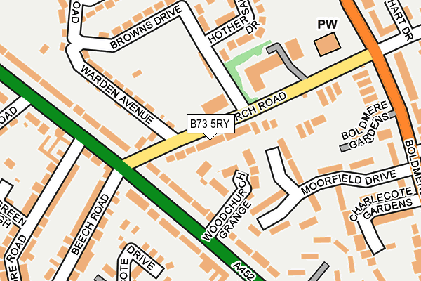 B73 5RY map - OS OpenMap – Local (Ordnance Survey)