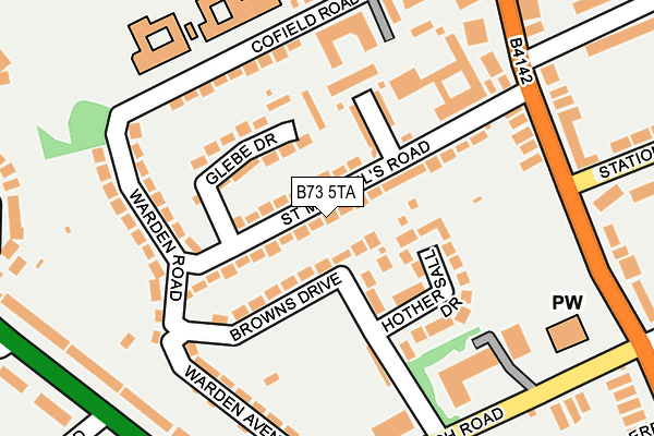 B73 5TA map - OS OpenMap – Local (Ordnance Survey)