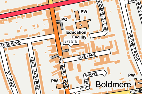 B73 5TE map - OS OpenMap – Local (Ordnance Survey)