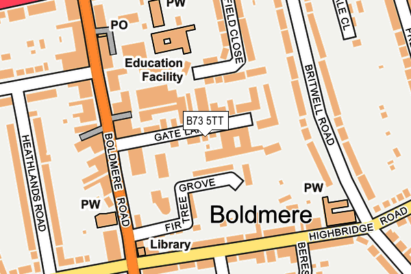 B73 5TT map - OS OpenMap – Local (Ordnance Survey)