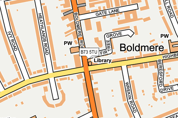 B73 5TU map - OS OpenMap – Local (Ordnance Survey)