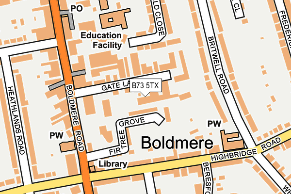 B73 5TX map - OS OpenMap – Local (Ordnance Survey)