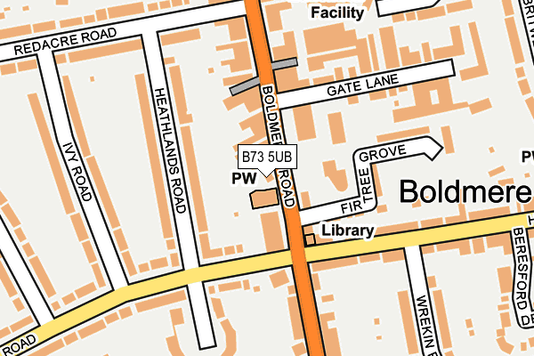 B73 5UB map - OS OpenMap – Local (Ordnance Survey)