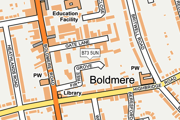 B73 5UN map - OS OpenMap – Local (Ordnance Survey)