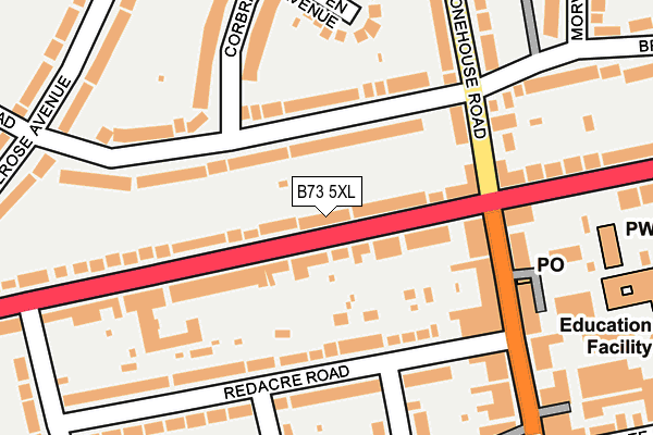 B73 5XL map - OS OpenMap – Local (Ordnance Survey)