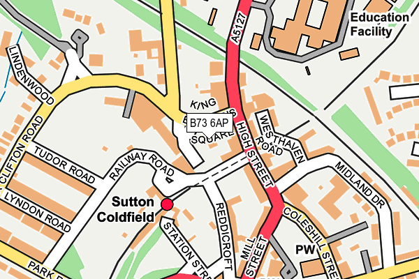 B73 6AP map - OS OpenMap – Local (Ordnance Survey)