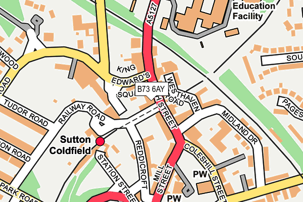 B73 6AY map - OS OpenMap – Local (Ordnance Survey)