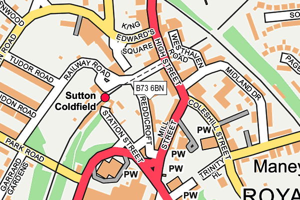 B73 6BN map - OS OpenMap – Local (Ordnance Survey)