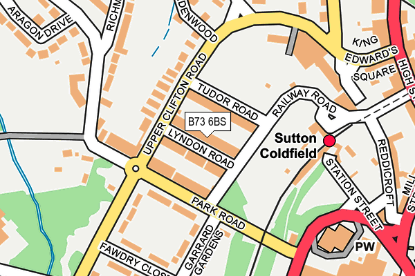 B73 6BS map - OS OpenMap – Local (Ordnance Survey)