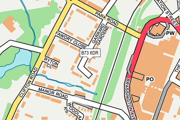 B73 6DR map - OS OpenMap – Local (Ordnance Survey)