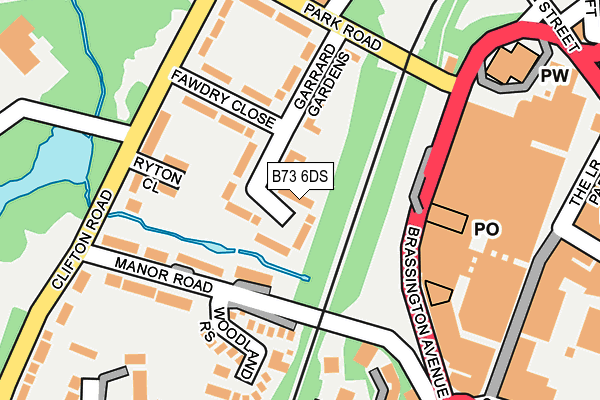 B73 6DS map - OS OpenMap – Local (Ordnance Survey)