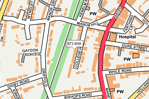 B73 6HA map - OS OpenMap – Local (Ordnance Survey)