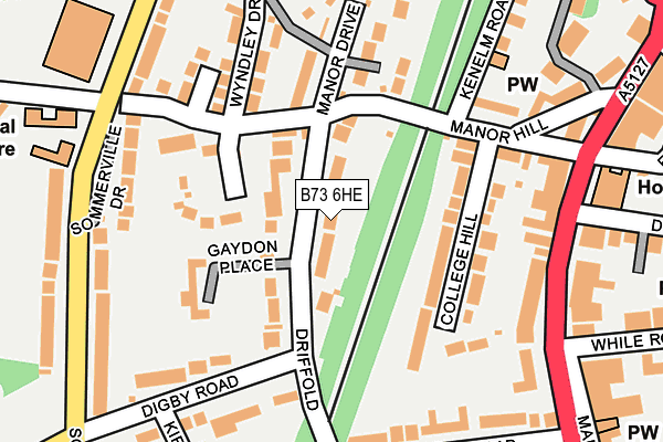 B73 6HE map - OS OpenMap – Local (Ordnance Survey)