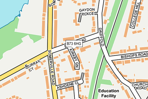 B73 6HG map - OS OpenMap – Local (Ordnance Survey)