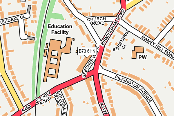 B73 6HN map - OS OpenMap – Local (Ordnance Survey)