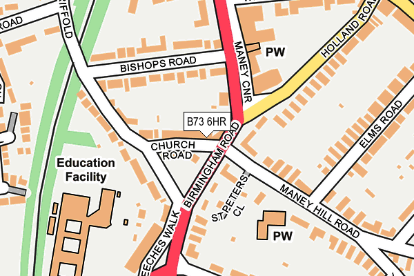 B73 6HR map - OS OpenMap – Local (Ordnance Survey)