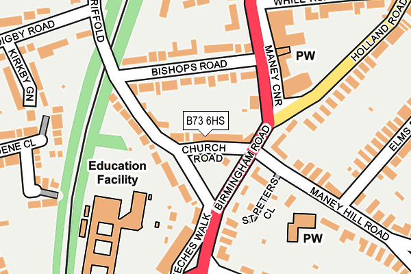 B73 6HS map - OS OpenMap – Local (Ordnance Survey)