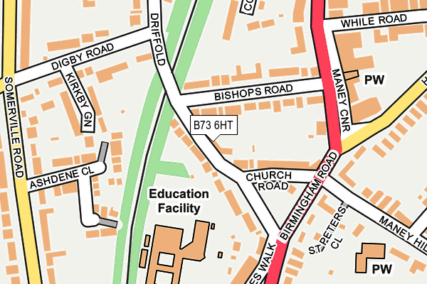 B73 6HT map - OS OpenMap – Local (Ordnance Survey)