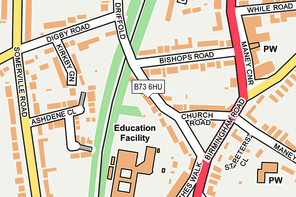B73 6HU map - OS OpenMap – Local (Ordnance Survey)