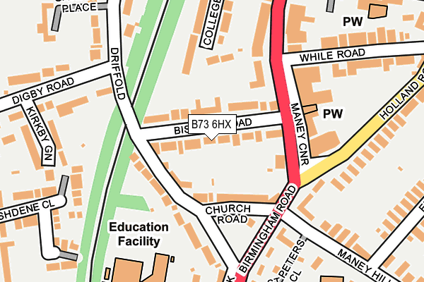 B73 6HX map - OS OpenMap – Local (Ordnance Survey)